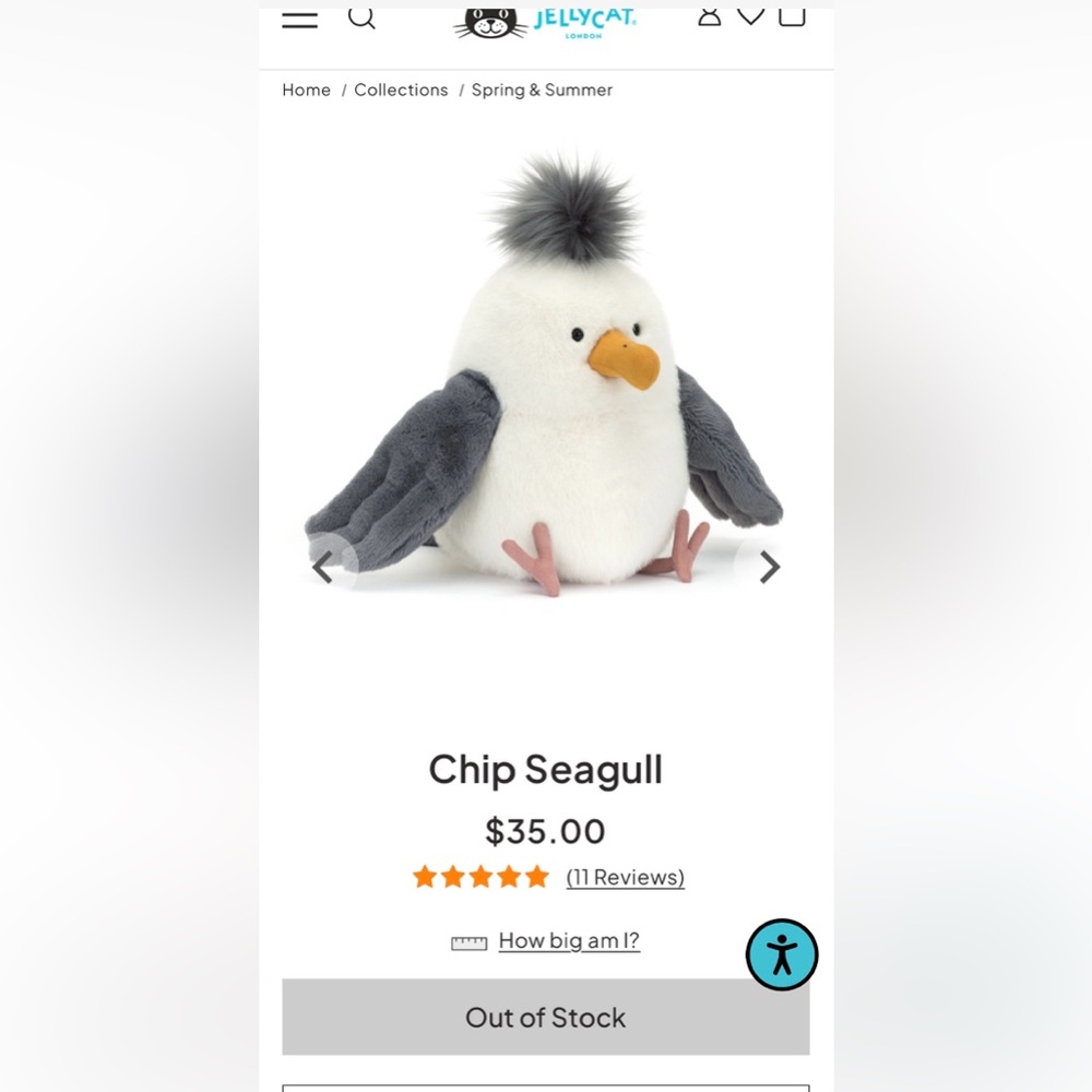 Jellycat Chip Seagull Plush Toy